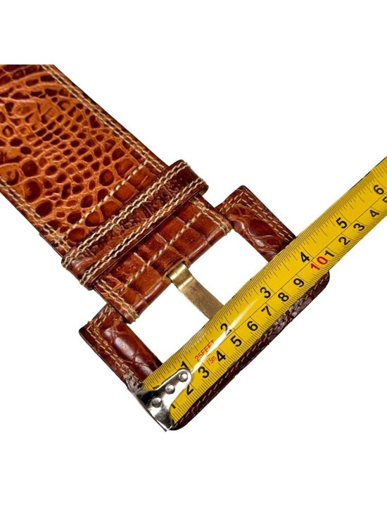 Vintage 80s Tuareg for Benetton Croc Brown Leather Belt Sz M Old Money Italian